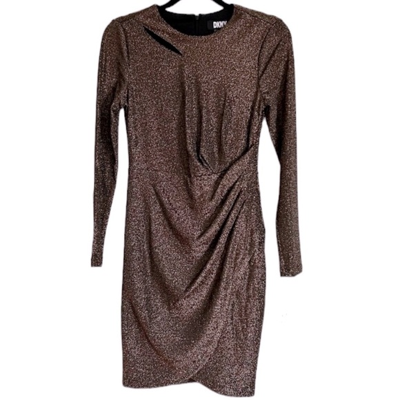 Dkny Dresses & Skirts - DKNY Metallic Shimmer Evening Long Sleeve Fitted Cutouts Dress NWT  (2)